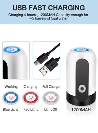 Electric Water Bottle Pump USB Charging Automatic Drinking Water Pump for Universal 3-5 Gallon Bottle Portable Water Dispenser for V60 Kettle Home Camping and Coffee Corner - view 4